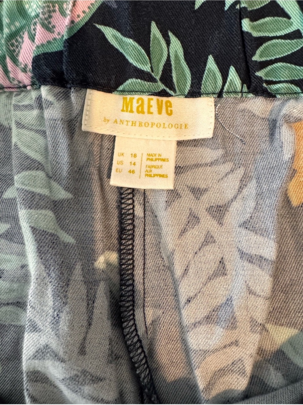 Maeve x Anthropologie Navy Wide-Leg Tropical Escape Print Pants - Picture 8 of 11